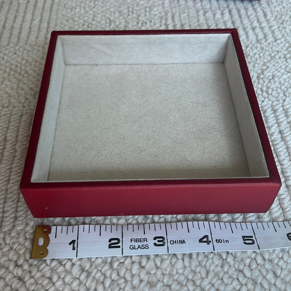 Hold Everything | Stackable Red Leather & Suede Jewelry Holder Box - Picture 6 of 8
